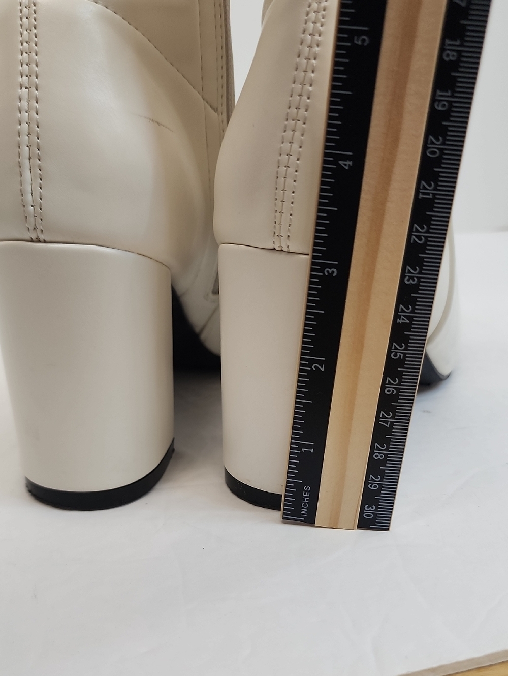 MIA White Block Heel Ankle Boots Side Zip Booties Size 6.5 - Picture 6 of 12